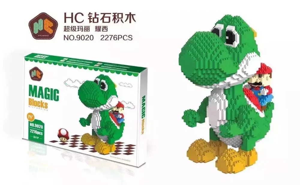 HC 9020 2276 шт. Супер Марио yoshi Дракон мультфильм "сделай сам" из алмазные блоки строительные блоки игрушки Рождественский подарок для детей