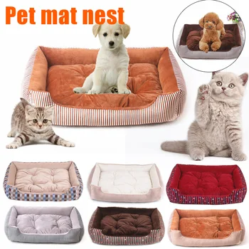 

Pet House Dog Cat Stripe Bed with Mat Warm Kennel Cushion Easy to Clean VJ-Drop