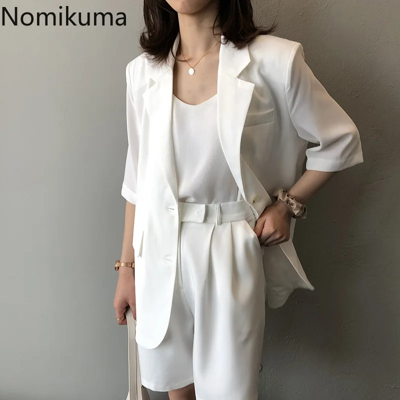 Женский однобортный Блейзер Nomikuma однотонный повседневный костюм в Корейском