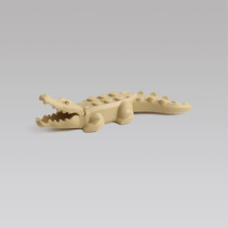 animalworld Panther Snow Leopard Crocodile Tiger Animal Cow Cattle Horse Shark Model Building Blocks Set Bricks kits Bricks Toys - Color: as show