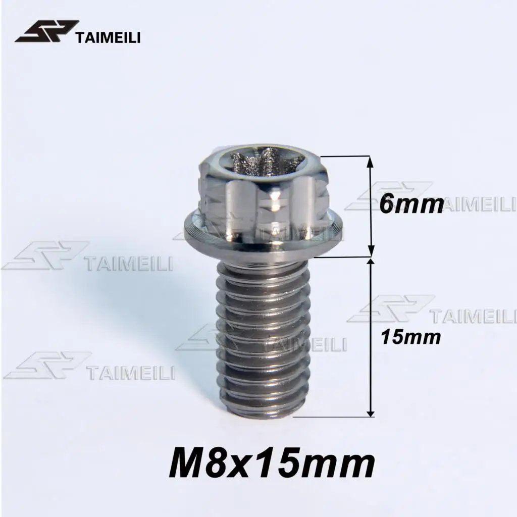 TAIMEILI Титан винт с шестигранной головкой Винт с фланцем, m8x15/20/25/30/35/40/45/50 м шаг резьбы, 1,25 мотоцикл винт - Цвет: M8x15 Silver