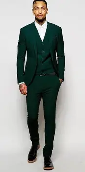 

Green 3 PCs (Jacket+Pants+vest) Men Suits Groomsman Suits Wedding Suits for Men Groom Tuxedos Business Formal Suit Custom Made