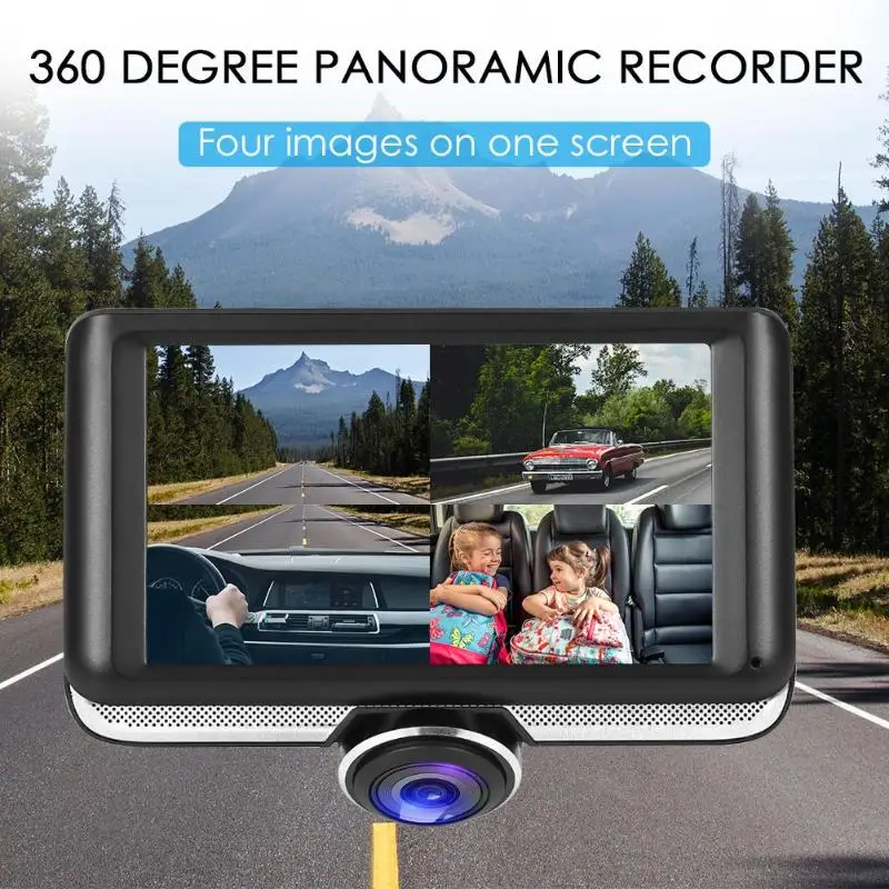 4,5 дюймов HD 360 градусов экран панорамный Автомобильный видеорегистратор Камера с двумя объективами ночное видение рекордер G Датчик заднего вида мониторинг парковки