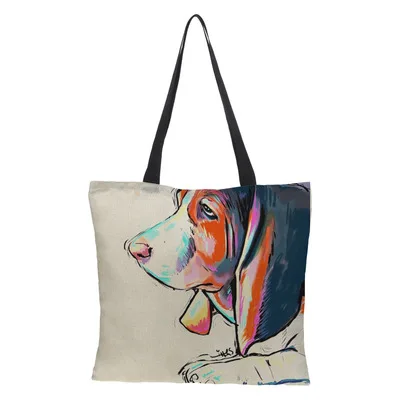 41 Styles Customize Oil Painting Cat Womens Designer Shoulder Bag Linen Reusable Shopping Bags For Women Casual Tote Bags Ladies