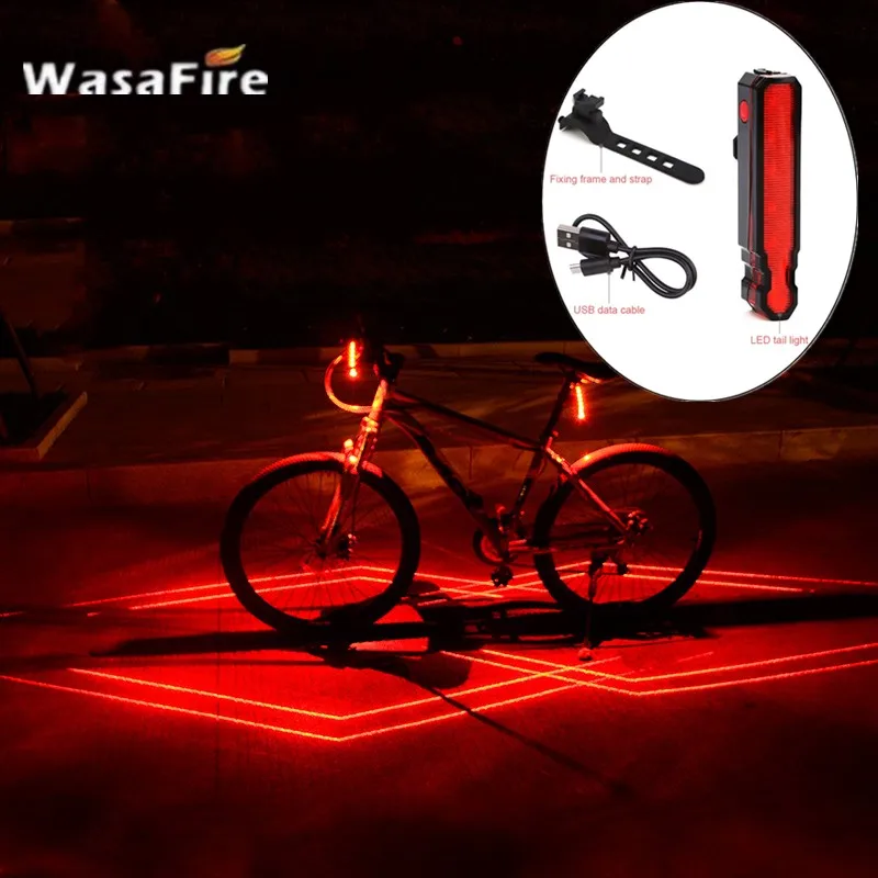 WasaFire складной лазерный светодиодный велосипед светильник USB Перезаряжаемые велосипед передний задний фонарь светильник безопасности Предупреждение хвост светильник велосипедная задняя фара лампы