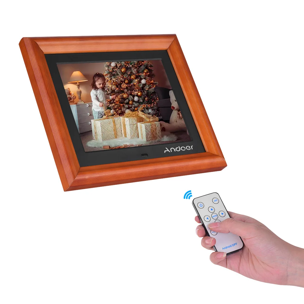 

Andoer 8 Inch Large Screen LED Digital Photo Frame Desktop Album 1280 * 800 HD Wooden Rim Supports Music/ Video more Functions