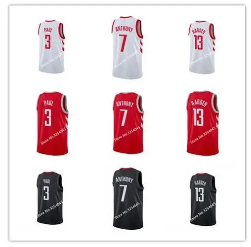 Новинка#13 James Harden#3 Chris Paul#7 Carmelo Anthony рубашка с вышивкой прошитая американский размер S-XXL