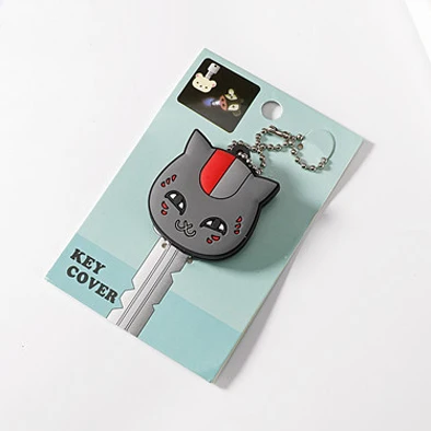Grey cat Высококачественный чехол для ключей с мультипликационным принтом и небольшой светодиодный мягкий силиконовый защитный чехол для ключей пылезащитный чехол держатель брелок подвеска - Цвет: Grey cat