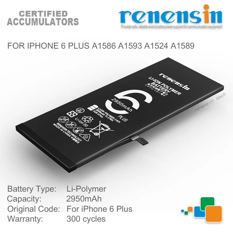 Batteria Renensin 2950Mah Per Iphone 6 Plus Sostituzione Bateria A1522/A1524/A1593/A1589 Per Apple Iphone 6 Plus/A1586