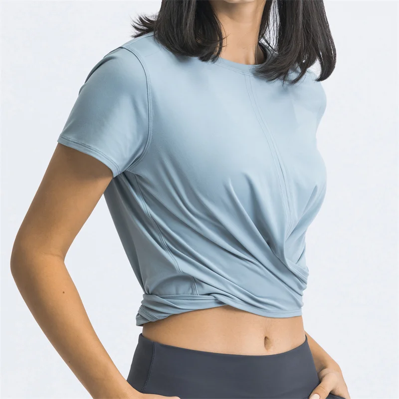 

Женские майки кроп Nepoagym SUNLIGHT, спортивные топы с коротким рукавом и завязками на талии для фитнеса и йоги