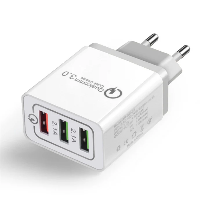 Адаптер быстрого зарядного устройства 3 usb-порта QC3.0 блок вилки соединителя 2.1A/25 Вт для путешествий EU/US OUJ99