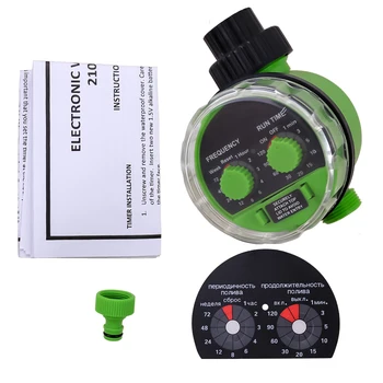 Yardeen Two Dial Electronic Water Timer Ball Valve Garden Automatic Irrigation Controller with Russia Sticker #21025-green 1