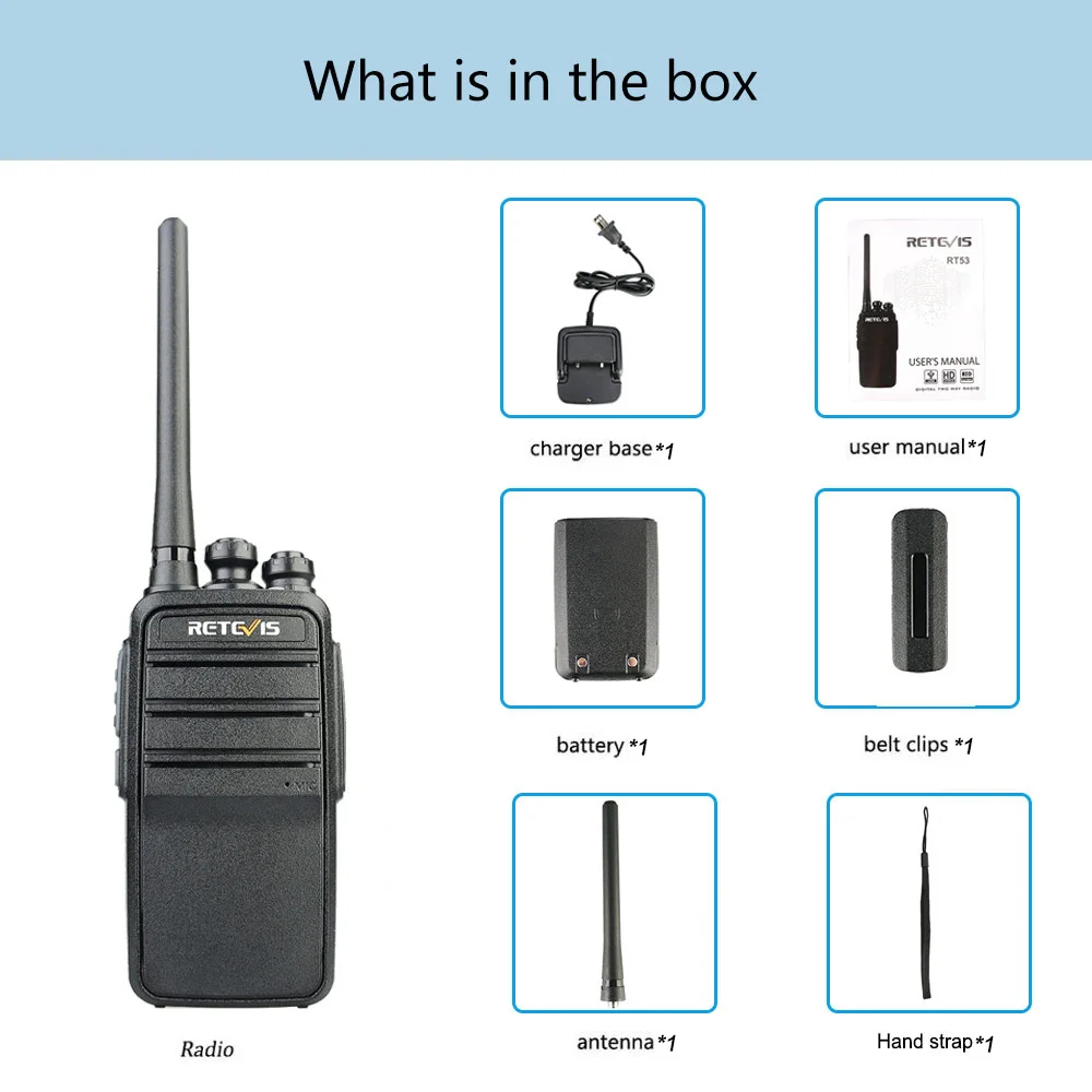 Retevis RT53 DMR Digital Walkie Talkie UHF DMO VOX Digital Analog Two Way Radio Comunicador Transceiver 5