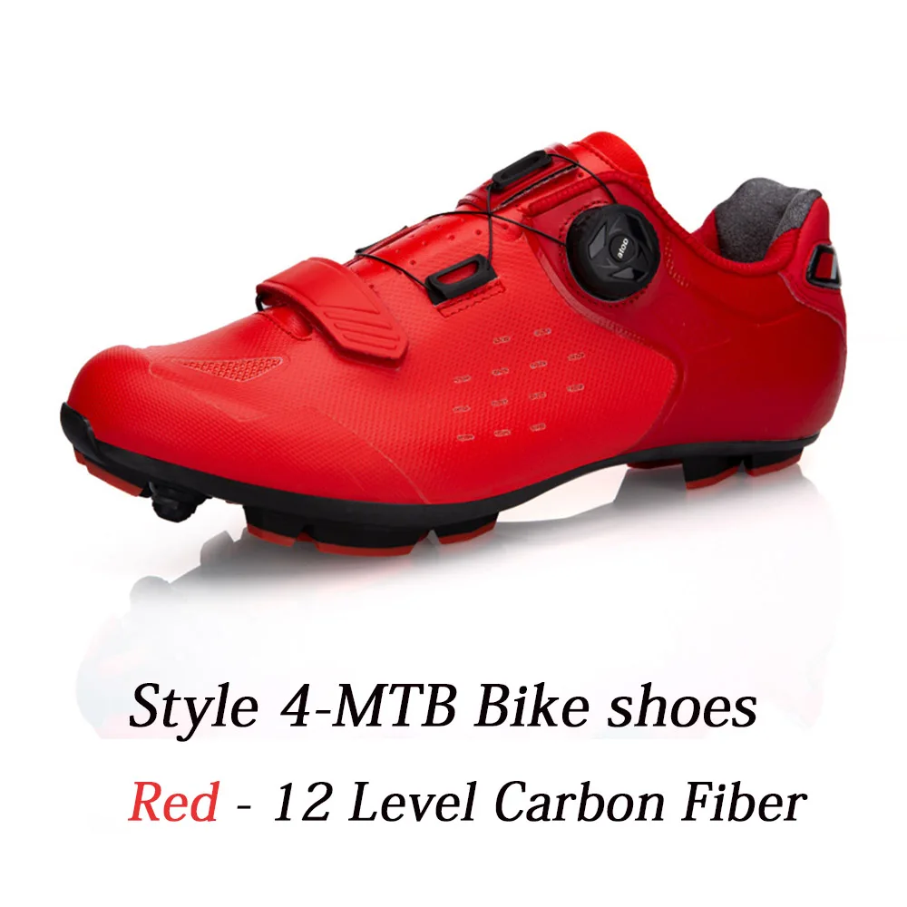Santic профессиональная велосипедная обувь из углеродного волокна для горного велосипеда, дышащая обувь для езды на велосипеде, обувь для гонок, sapatilha ciclismo - Цвет: Style4-Red-MTB