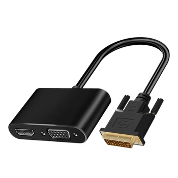 

DVI to HDMI+VGA Adapter 2 in 1 DVI Converter 1080P HD Adapter Suitable for TV, Projector, Display