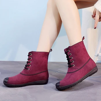 

fashion rain boots women's new female shoes 2020 autumn winter casual non-slip waterproof lace-up women's boots shoes