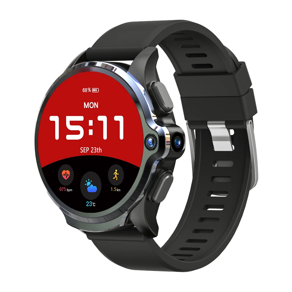 Black Смарт-часы KOSPET Prime 4G, 3 ГБ, 32 ГБ, 1,6 дюйма, спортивные Смарт-часы для мужчин с двумя камерами, gps, 1260 мА/ч, батарея, разблокировка лица, ID - Цвет: Black