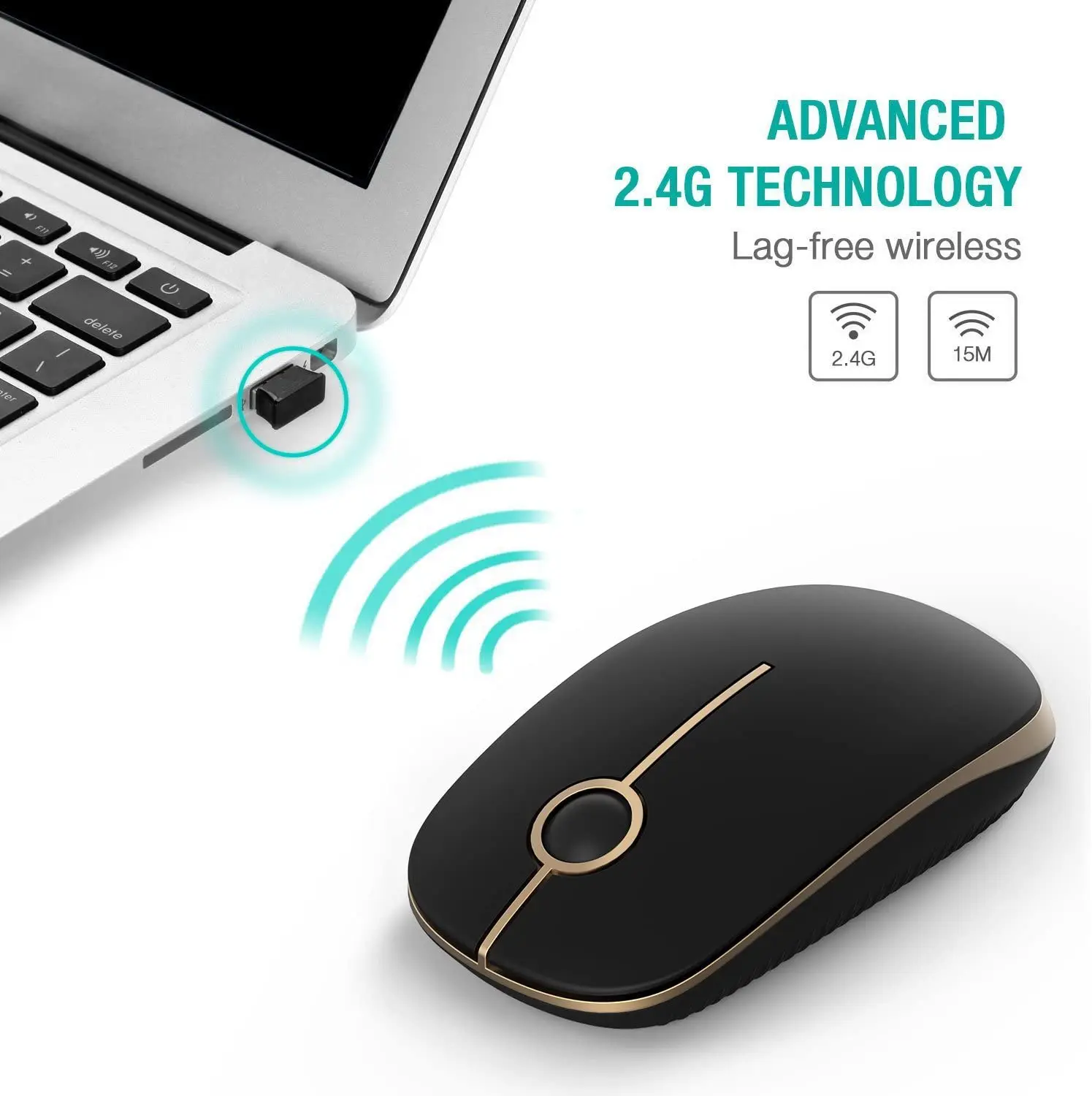 Jelly Comb-mouse sem Fio Portátil com Receptor Nano 2.4g Magro Óptica Silencioso Notebook pc Laptop Computador Macbook - Imagem 4