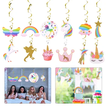 

20pcs Party Birthday Funny Unicorn Hanging Drops Spiral Hanging for Boy
