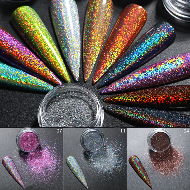 0 3 г порошок для ногтей лазерный Серебряный блестящий хромированный мерцающие