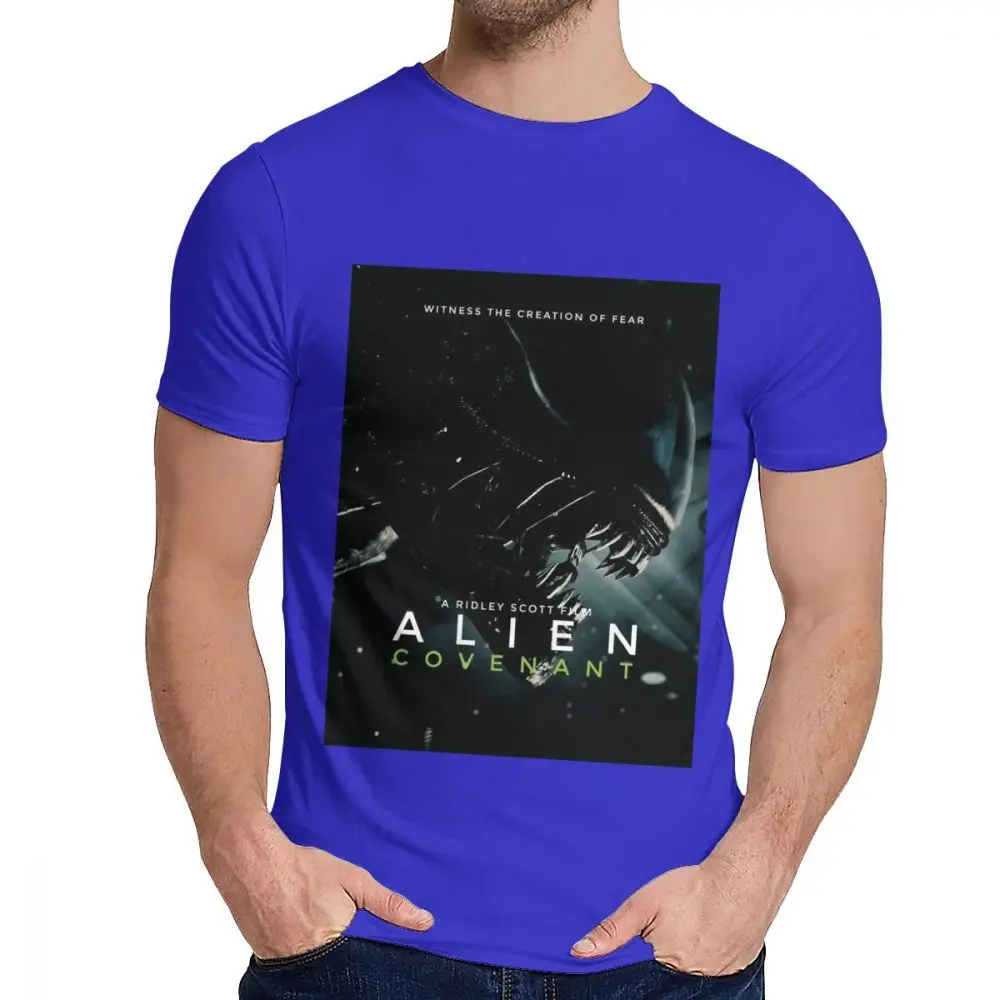 Мужские футболки для отдыха Alien convenant Thiller Slim Новое поступление Классическая футболка с круглым вырезом и рисунком - Цвет: Синий