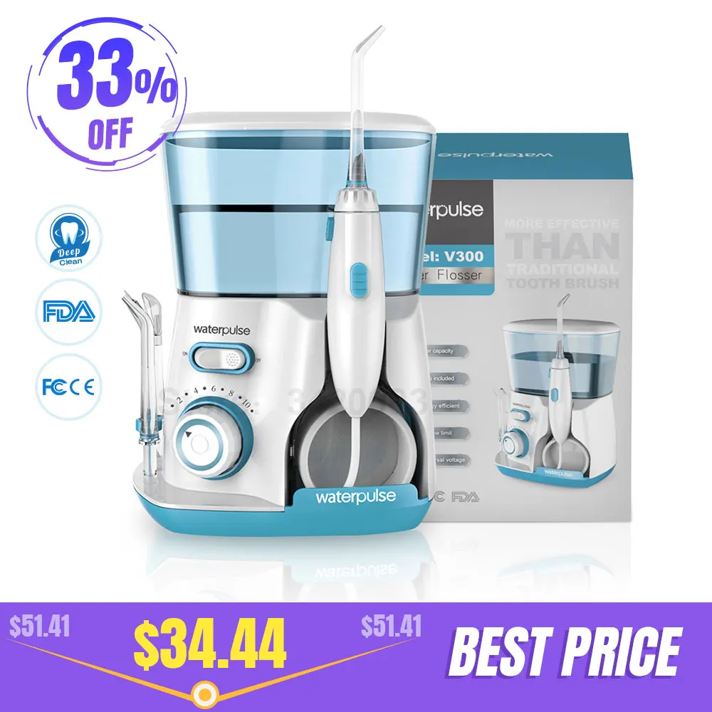 Waterpulse V300G Oral Irrigator 5pcs Tips Dental Water Flosser Water Floss 800ml Oral Hygiene Dental Flosser Water Flossing V300