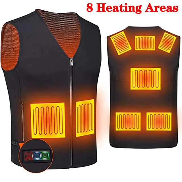 Men Jacket heated Winter womens Warm vest Electric Thermal Waistcoat Fish Hiking Outdoor camping Infrared USB Heated vest Jacket 8 Areas heated