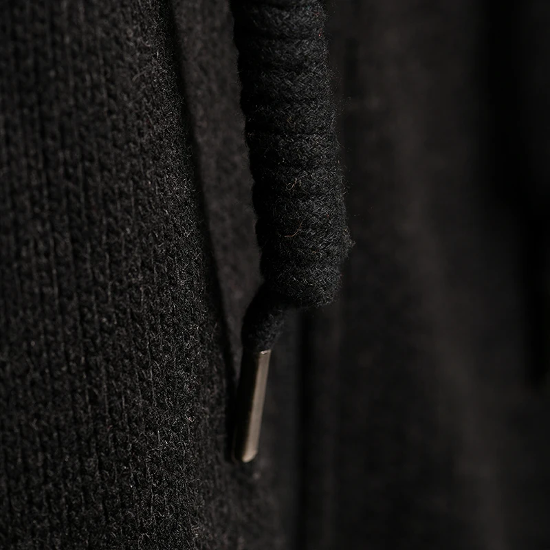 W1017 Художественная версия Джокер Тонкий черный толстый с капюшоном повседневное вязаное длинное женское пальто
