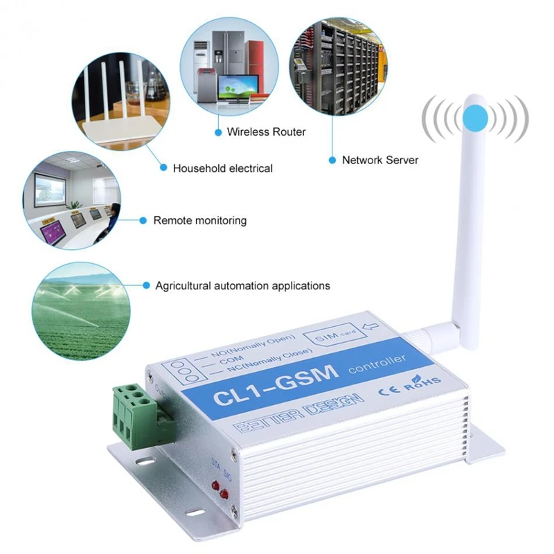 Cl1-Gsm Wireless Remote Control Relay Switch Sms Smart Home Security System Switch Silver+ Blue Aluminum Alloy Eu Plug