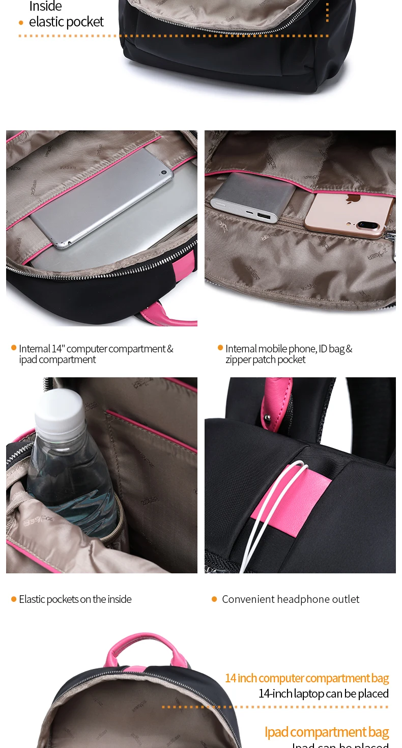 ZOGER travel shoulder high quality laptop bag Oxford canvas casual lady lightweight large capacity backpack for girls in their 2