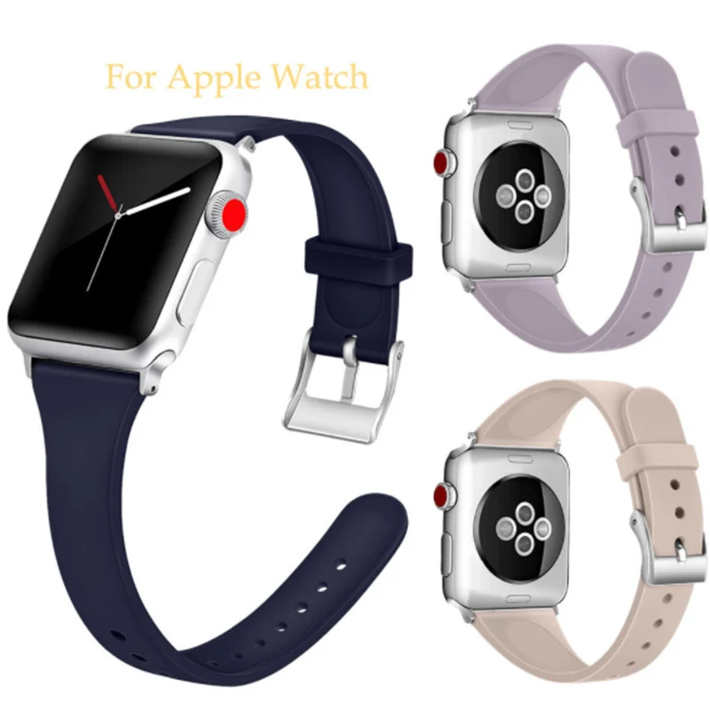Силиконовый ремешок для наручных часов Apple Watch, ремешок 42 мм, 38 мм, Версия 44 мм 40 мм ремешки для часов iwatch браслет для ремешок для часов аpple