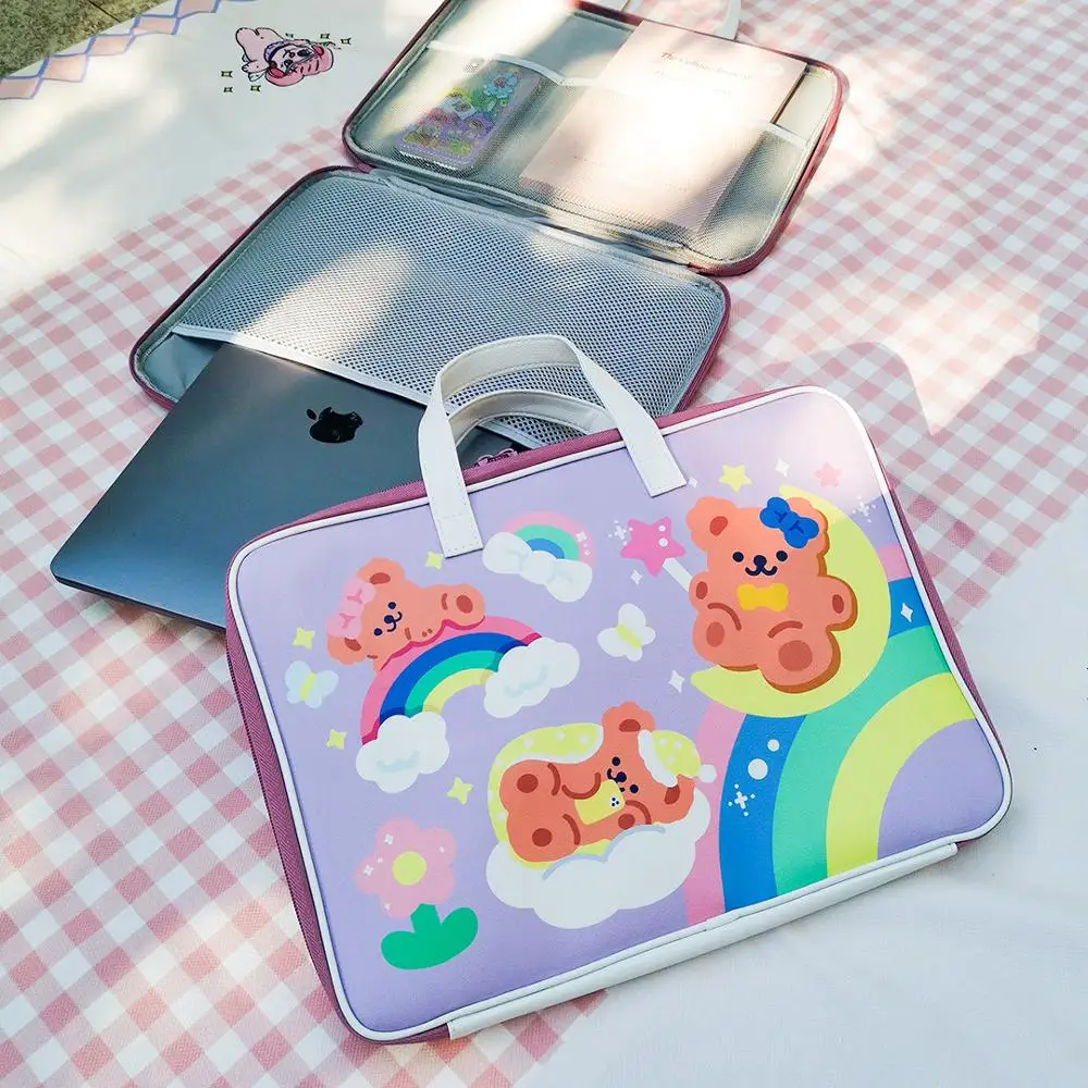 

Kawaii Sleeve Case For 11 12 13.3 inch Laptop Handbag Student Storage Notebook Tote Organizer PU Travel Business Mac Ipad Holder