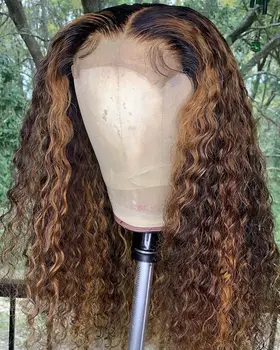 

13*4 Brazilian Lace Front Human Hair Wigs For Women Remy Hair Long Curly T1B/30 Ombre Highlight BIB 130% Density Medium Ratio
