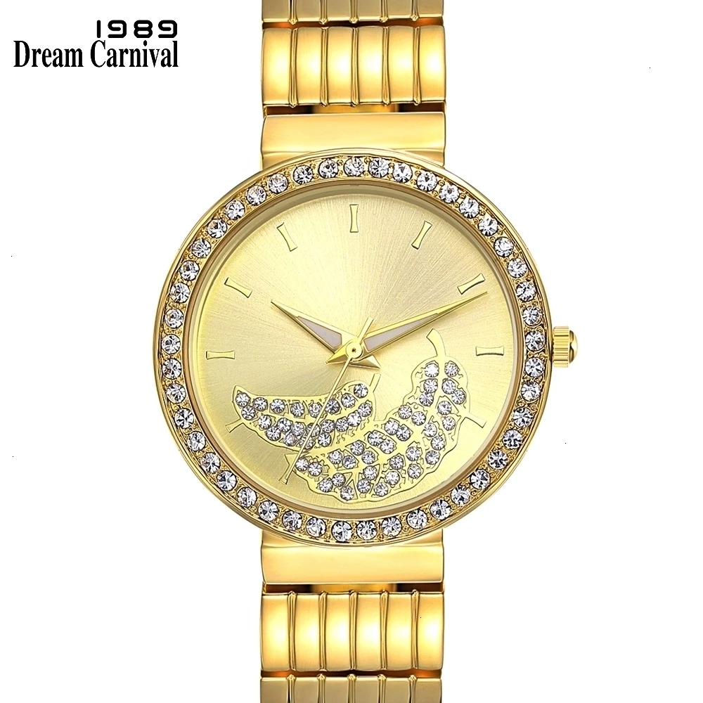 Dreamcarnival 1989,, женские кварцевые часы с кристаллами, с циферблатом в виде листьев, новые модные офисные женские повседневные стильные часы, Прямая поставка A8349
