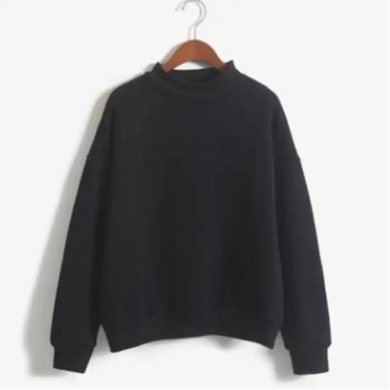 plain black crew neck sweatshirt women's