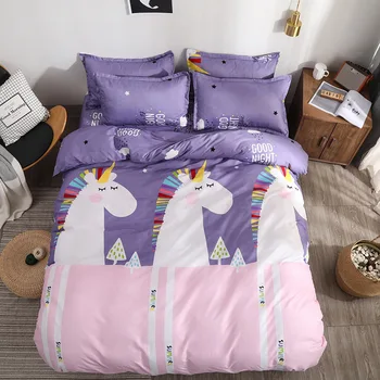 

Colorful Unicorn love cartoon super soft student bedding sheet set pillowcase duvet cover bed room dormitory home decoration