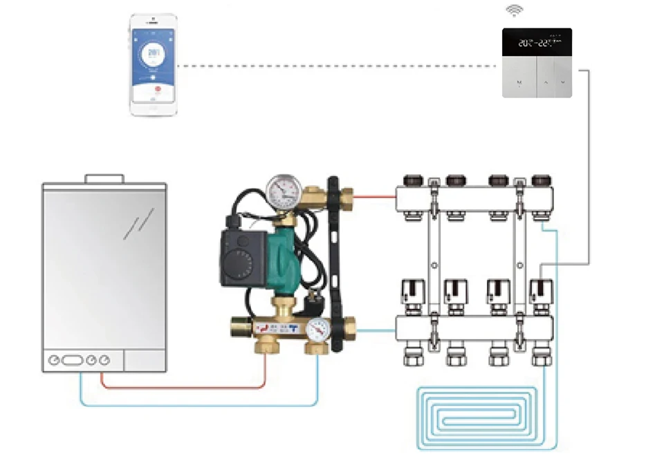 Water Heating System Diagram with Smart WiFi Thermostat