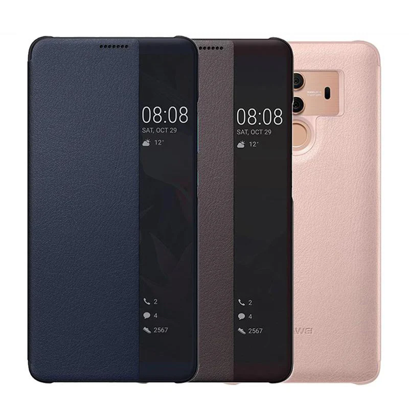 Thông Minh Bên Cửa Sổ Xem Bao Da Điện Thoại Cho Huawei P10 P20 P30 P40 Giao Phối 10 20 30 Honor 8X9 10 Cao Cấp Lật Bảo Vệ huawei silicone case