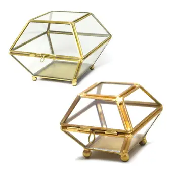 

Geometrical Clear Glass Jewelry Box Plant Terrarium Display with Lid