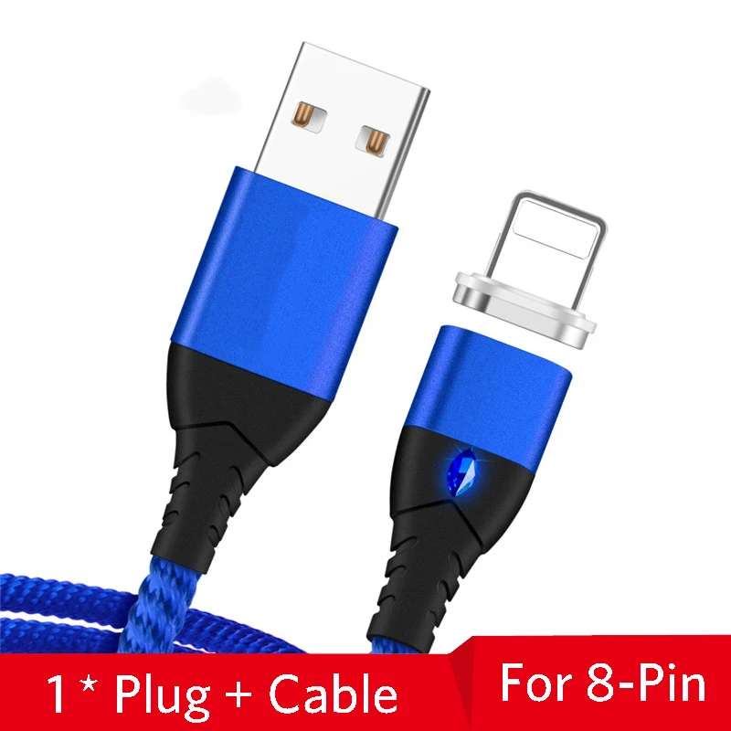 Blue iOS Cable Магнитный Micro usb type-C кабель для Xiaomi Redmi Note 7 USB C кабель для iPhone 11X7 8 samsung Быстрая зарядка мобильного телефона зарядное устройство - Цвет: Blue iOS Cable