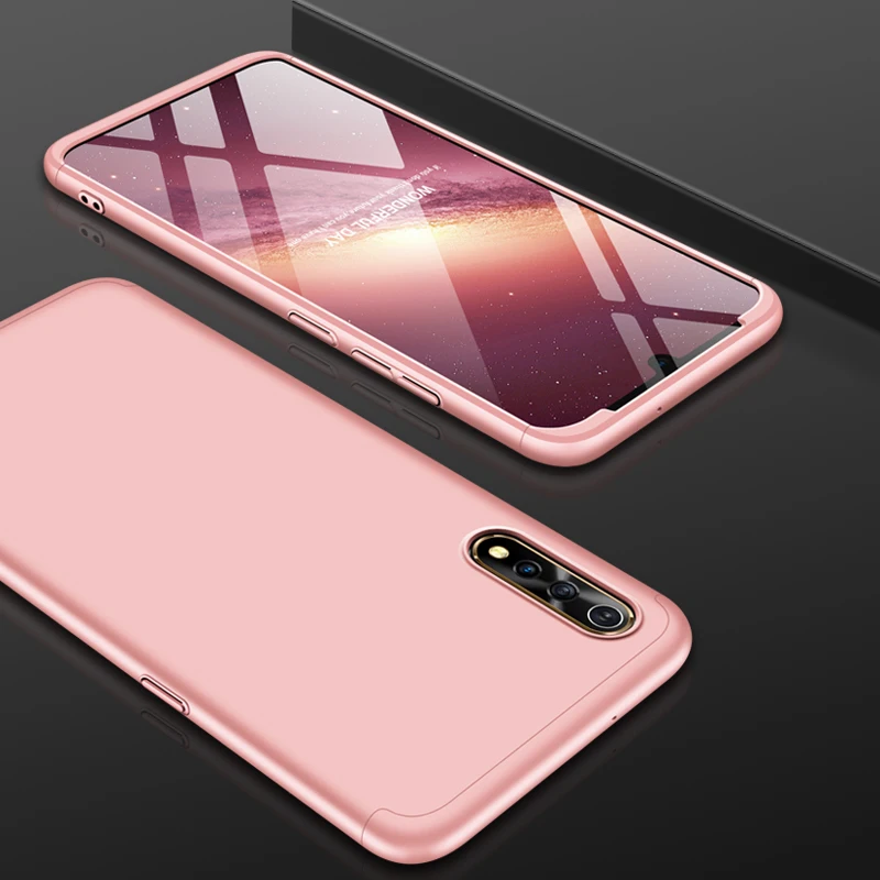 Оригинальная крышка для Vivo V17 Neo Case 360 полная защита противоударный 3 в 1 тонкий жесткая матовая поверхность из поликарбоната для Vivo V17 Neo чехол 6,38 дюйма - Цвет: Rose Gold