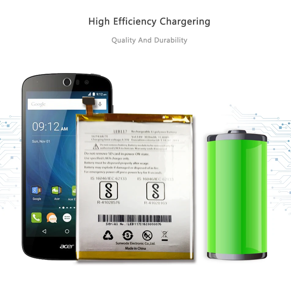 Полимерная литий-ионная батарея для LAVA LEB117 LEB117 3020mAh мощная запасная батарея для мобильного телефона батареи