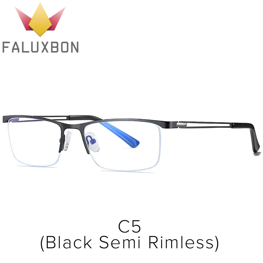 Очки без оправы для компьютера, оправа для мужчин, анти-синий светильник, блокирующие оптические очки в оправе при близорукости, очки по рецепту - Цвет оправы: C5-Black-Semi