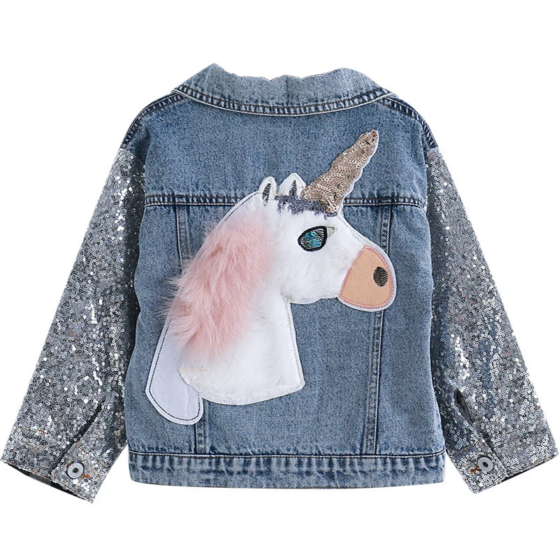 2019 осенне-зимние куртки с единорогом для маленьких девочек детская модная