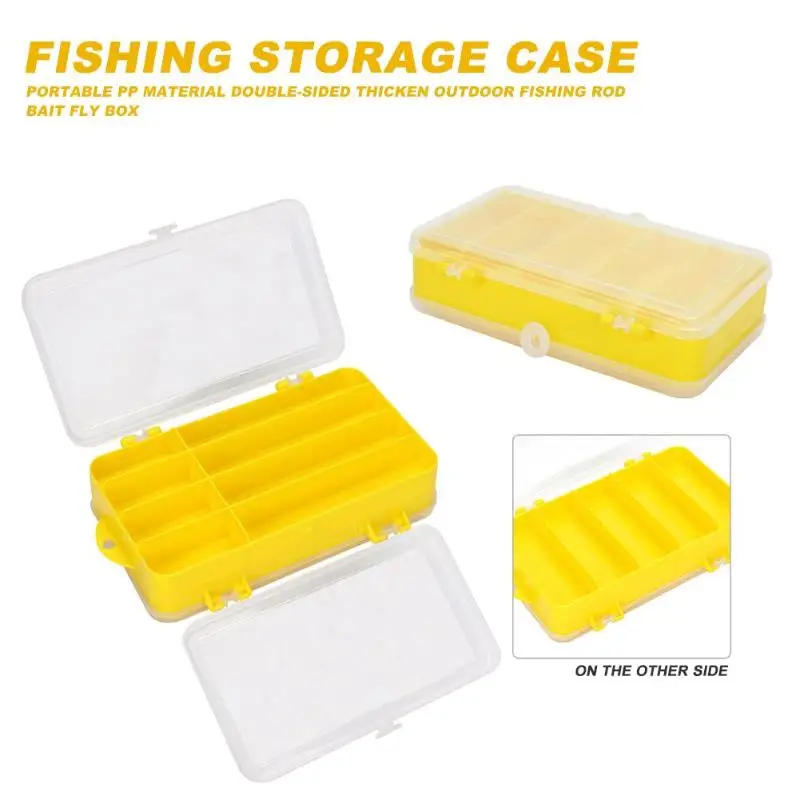 Fishing Equipments Storage Case Lure Hooks Outdoor Fly Rod Storage Box Organizer Double-sided Design with 8 Grids on Other Side