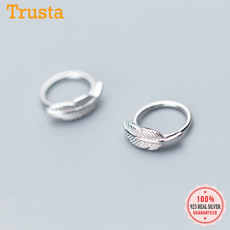 Trusta, 925 пробы, серебряные серьги-кольца, геометрические листья, серьги-манжеты, клипсы для женщин, без пирсинга, модные серьги, ювелирное изделие, DS608