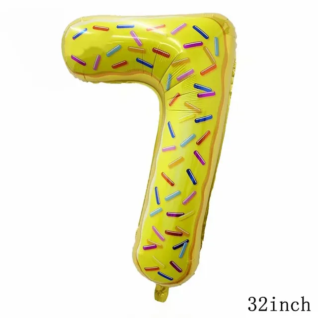 32Inch Donut Digital Foil Balloon Fruit Ice Cream Helium Balloon Birthday Party Decoration Kids Toy Sweet Digital Balloon Showe as picture