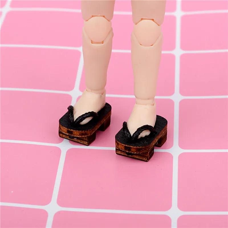 Ob11 shoes kimono matching mini clogs for 1/12 bjd,obitsu 11 wooden shoes Doll Accessories 9
