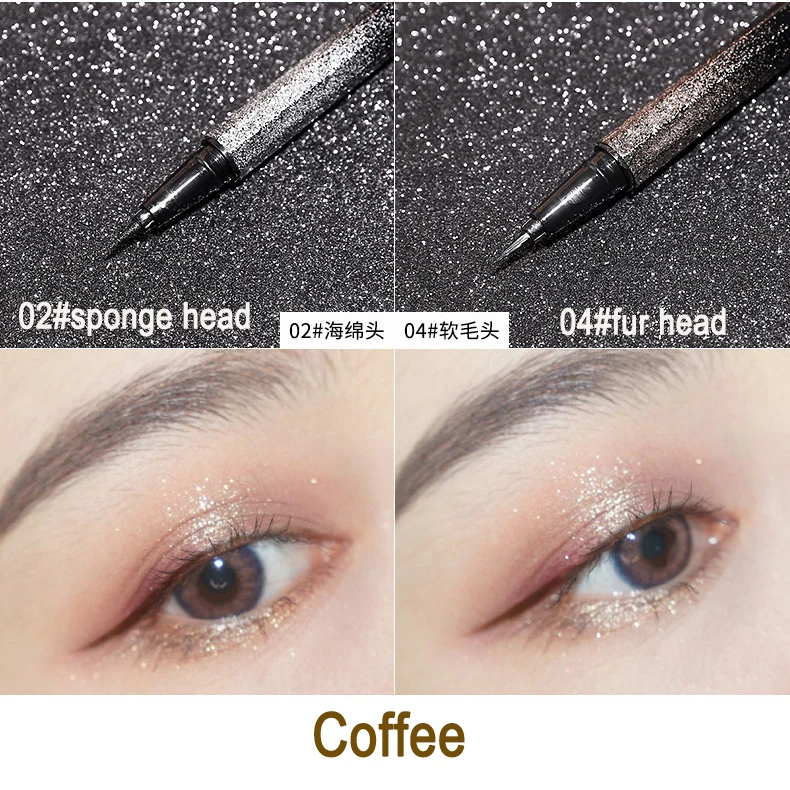 02coffee-sponge Яркий Galaxy карандаш для глаз быстросохнущая черная и кофейная жидкая подводка для глаз матовая стойкая гладкая легко носить красота макияж для глаз - Цвет: 02coffee-sponge