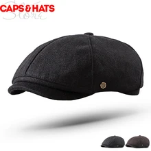 Мужская шерстяная шляпа художника корейское издание мода утка язык зимняя шапка Британский ретро берет петтен восьмиугольная шляпа